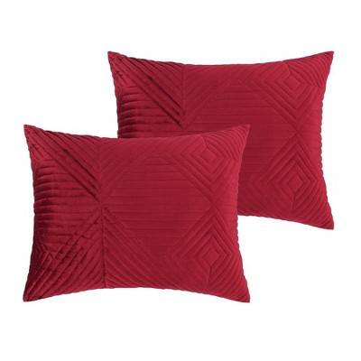 Riviera Red Velvet Quilted Standard Pillow Sham