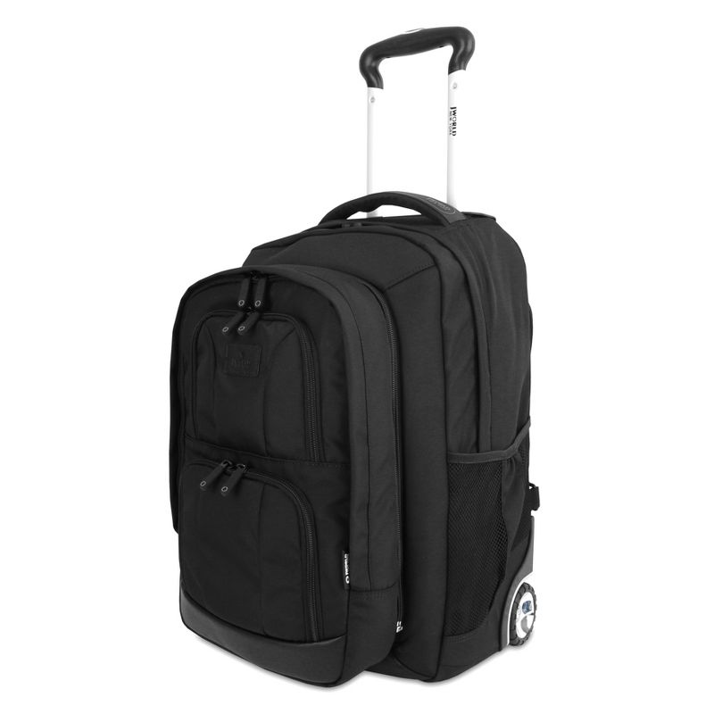 J World Dustin Rolling 13.5&#34; Backpack with Detachable Bag - Black: 840D Ballistic Nylon, Skate Wheels, Padded Shoulder Straps, 2 of 13
