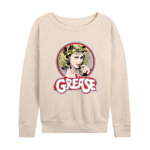 Women's - Grease - Sandy Olsson Lightweight French Terry Wide Neck Long Sleeve Shirt - 1 of 4