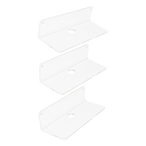 Unique Bargains Bathroom Bedroom Kitchen Acrylic Wall Floating Shelves 9" x 4" 3 Pcs - 1 of 4