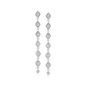 Ross-Simons 0.25 ct. t.w. Diamond Kite-Shaped Linear Drop Earrings in Sterling Silver - 1 of 3