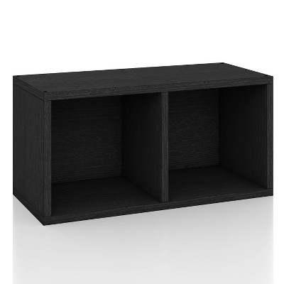 Way Basics Eco Stackable Connect Rectangle Open Bookshelf Black Wood Grain