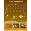 Itopfox 126 LED 7.8ft Star Icicle Lights 6 Bethlehem Stars 6 Small Stars 8 Modes Timer Connectable Curtain Light 1 Pack Warm White - 3 of 4