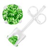 Haus of Brilliance Silver 1/5 Cttw Green Diamond Classic 4-Prong Stud Earrings - 2 of 4