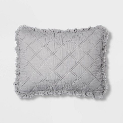 King Vintage Washed Ruffle Sham Light Gray - Threshold™ King Vintage Washed Ruffle Sham Light Gray - Threshold™