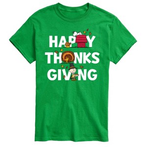 Men's - Peanuts - Happy Thanksgiving Icons Short Sleeve Graphic T-Shirt - 1 of 4