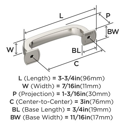Polished Nickel 3" Modern Industrial Bar Pull