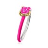 Pure Collection by Ross-Simons 0.50 Carat Pink Topaz Heart Ring With Single Diamond and Pink Enamel in Sterling Silver and 14kt Yellow Gold - 3 of 4