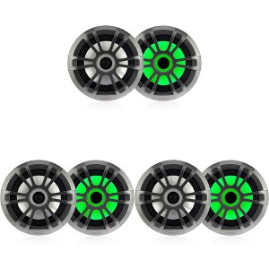 Fusion Entertainment 3 Pairs EL-FL651SPG EL Series 6.5" 80 Watt Full Range Shallow Mount Marine Speakers with LEDs - Pair, Grey - 1 of 4