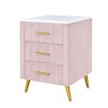 Upholstered Wooden Nightstand with 3 Drawers and Metal Legs&Handles, Bedside Table with Marbling Worktop - image 4 of 4