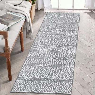 Faux Wool Boho Vintage Floral Printed Area Rug Ultra Thin Low Pile Machine Washable Stain Resistant Non Shedding Pet Friendly Floor Rug with Non Slip