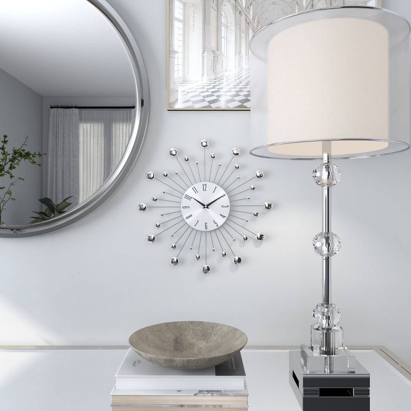 15"x15" Metal Starburst Wall Clock with Crystal Accents - Olivia & May, 5 of 18