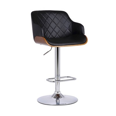 Toby Contemporary Adjustable Barstool Black/Walnut - Armen Living