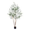 Artificial Olive Tree, Fake Olive Tree, 5 Feet Tall Fake Potted Olive Tree, Natural Wood Trunk, Indoor Decor - 2 of 4