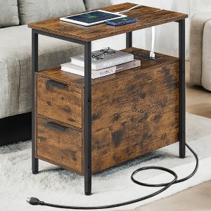 Night Stand Slim Night Stand Narrow Nightstand Narrow Nightstand With Charging Station Side Table With Storage Bedside Table Side Table - 1 of 4