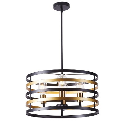 Dewdrop Vintage 2-Light Flush Mount Ceiling Light Black and Bronze Metal Cage Fixture for Dining Room ETL Certified