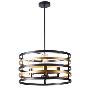 Dewdrop Vintage 2-Light Flush Mount Ceiling Light Black and Bronze Metal Cage Fixture for Dining Room ETL Certified - 1 of 4