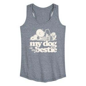Women's - Peanuts - My Dog Is My Bestie Graphic Racerback Tank - 1 of 4