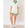 Women's Collar Short Sleeve Top - FANTASTIC FAWN - 4 of 4