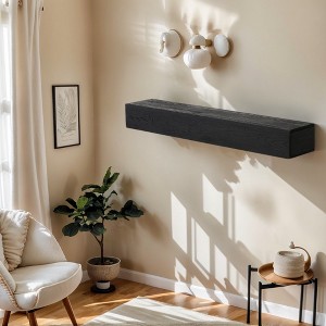 KTMBDW Fireplace Mantel - Wall-Mounted Mantles for Over Fireplace - Farmhouse Fireplace Mantle Shelves - Floating Fireplace Mantel - Black - 1 of 4