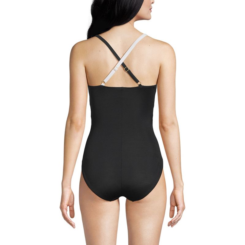 Lands' End Women's D-Cup Slender Suit Pleated X-back One Piece Swimsuit, 2 of 6