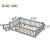 SEVOBAL Kids Bedroom Twin Size Floor Bed Frame With Safety Guardrails Door Removable Slats No Box Spring Needed for Kids, Gray, 78.15"*19.29"*4.92" - 3 of 4