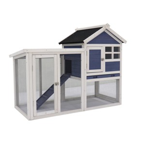 LAOTIES Large Outdoor Wooden Rabbit Hutch,Bunny Cage with Waterproof Roof,No-Leak Pull-Out Trays,Nesting Box,Expandable Small Animal House - 1 of 4