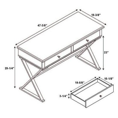Blue and Gold Matte Campaign Desk with X-Styled Legs