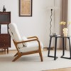 Karl Home High Back Solid Wood Armrest Backrest Iron Frame Linen Indoor Leisure Chair - 2 of 4