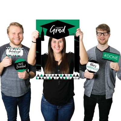 Big Dot of Happiness Green Grad - Best is Yet to Come - Green Graduation Party Selfie Photo Booth Picture Frame & Props - Printed on Sturdy Material