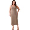 Agnes Orinda Women's Plus Size Sleeveless Crewneck Knit Casual MidiSweater Tank Dress - 3 of 4