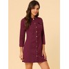 INSPIRE CHIC Women's 3/4 Sleeve Button Down Denim Shirt Dress - 2 of 4