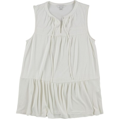 Lucky Brand Womens Ruffle Sleeveless Tank Top