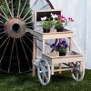 Alpine Corporation Small Novelty Wooden Cart Plant Stand with Chalkboard: 2-Tier, Antique Style Display - 2 of 4
