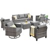 Ovios Tampa 8pc Wicker Outdoor Patio Furniture Conversation Sofa Set with Swivel Chairs and Cushions - 2 of 4