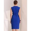 INSPIRE CHIC Women's Sleeveless V Neck Business Office Belt Pencil Dresses - 3 of 4