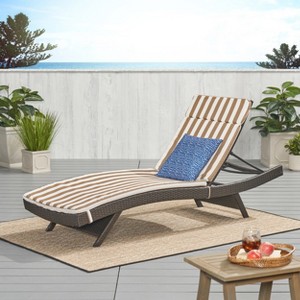 Christopher Knight Home Salem Outdoor Wicker Armless Adjustable Chaise Lounge with Cushion - 1 of 4
