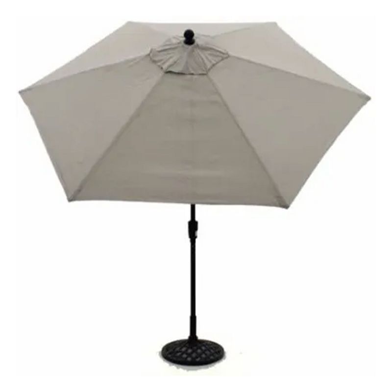 Four Seasons Courtyard 9 Foot Round Sling Fabric Highland Market Umbrella with Push Button Tilt System for Angle Adjustment, Gray, 1 of 7