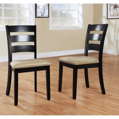Inspire Q Set of 2 Kensington Ladder Back Chair Wood/Black : Microfiber Upholstery, Rubberwood Frame, 250lb Capacity
