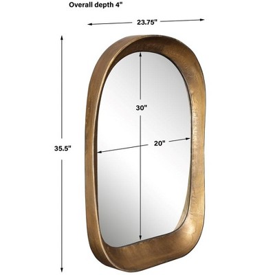 Antique Brass Arch Mirror with Cast Metal Frame