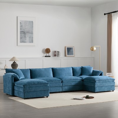 4/6 Seat Modular Sectional Sofa, L Shaped Cloud Sofa Couch Set, Upholstered Oversized Sofa Chair with Movable Ottoman -ModernLuxe