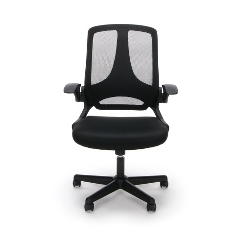 Mesh Upholstered Flip Arm Task Chair Black Ofm