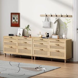 SeaCamel 51.18" 6-Drawer Rattan Storage Cabinet - Natural Style for Bedroom & Living Room - 1 of 4