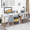 Costway 87'' Two Person Computer Desk Adjustable L-Shaped Office Desk w/Shelves & Drawers - 3 of 4