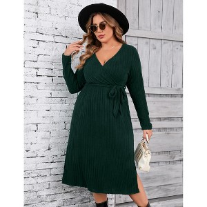New V-neck Long Sleeved Split Knit Dress New V-neck Long Sleeved Split Knit Dress