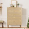Rattan 5 Drawer Dresser, 44''Tall Narrow Chest of Drawer, Farmhouse Wooden Vertical Dresser with Metal Legs - 3 of 4