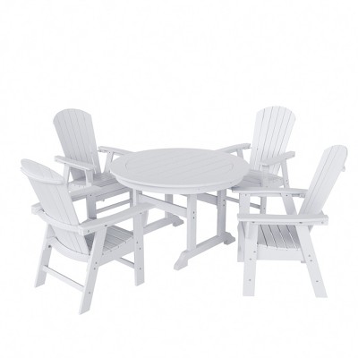 WestinTrends 5 Piece Outdoor Patio Dining Round Table and Shell Back Armchair Set