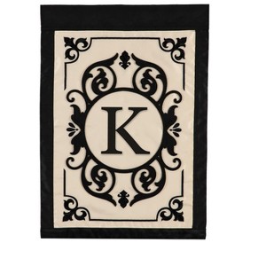 Evergreen Flag Cambridge Chic Letter K Monogram Applique Garden Flag - 12.5" Wide x 18" High - 1 of 4