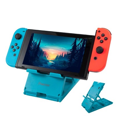 Insten Play Stand For Nintendo Switch / Lite / OLED Model Console, Multi Angle Adjustable Foldable Playstand Holder, 7 Game Card Storage, Blue