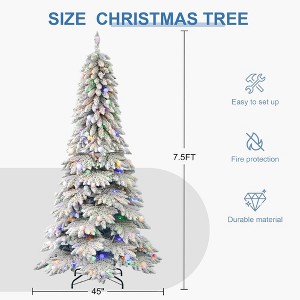Allovit Premium Christmas Decorations,Christmas Tree Snow Pine Tree Prelit&480 Warm Lights&Foldable Iron Stand for Home Yard - 1 of 4